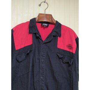 Rockhouse Roadhouse Shirt Mens 2XL Black Red Skull Flames Embroidered Biker